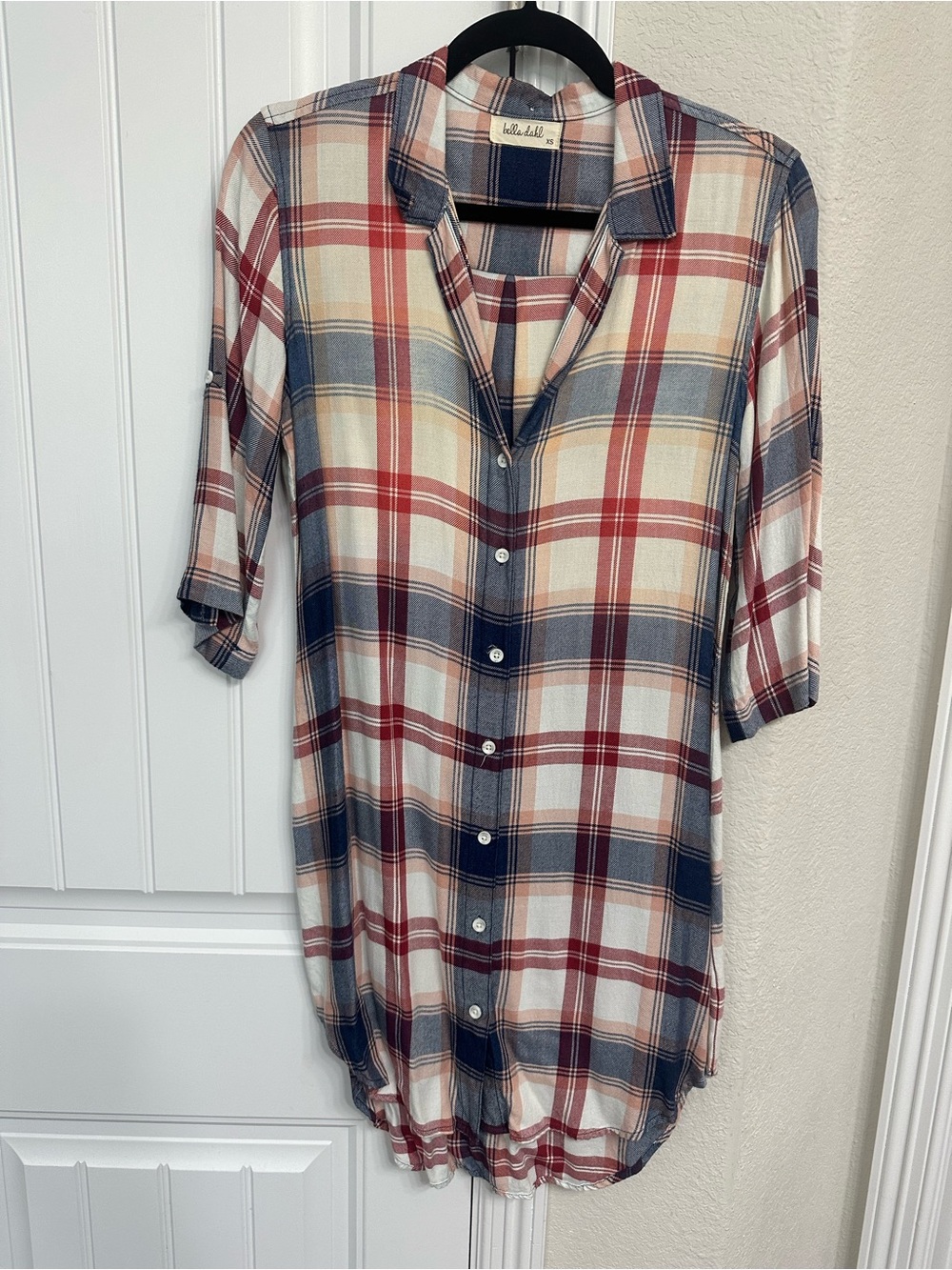 Bella Dahl Red, Navy & Cream Plaid Dress